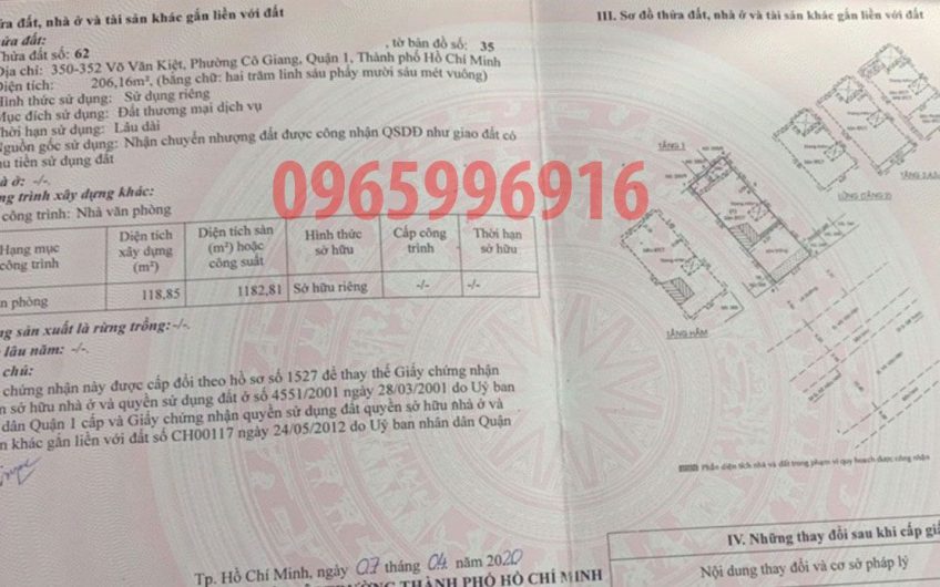 Quận 1 Bán Nhà Phố Mt Võ Văn Kiệt Phường Cô Giang 1l 5 Tầng St 8,6mx25m Giá 125 Tỷ 2